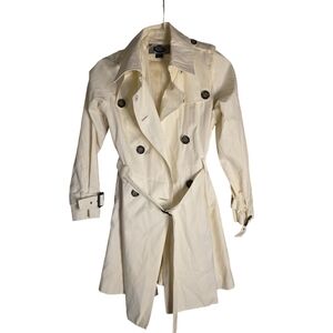 Green Envy Ivory Trench Coat Tie Waist Lightweight Jacket Size S